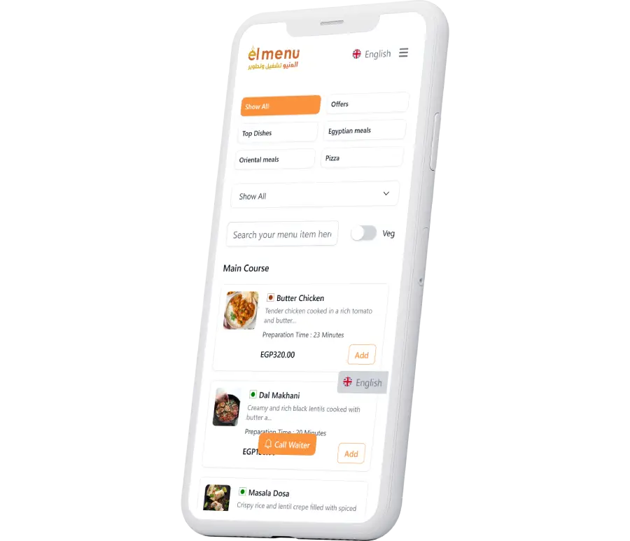 رسم توضيحي لإدارة المنيو